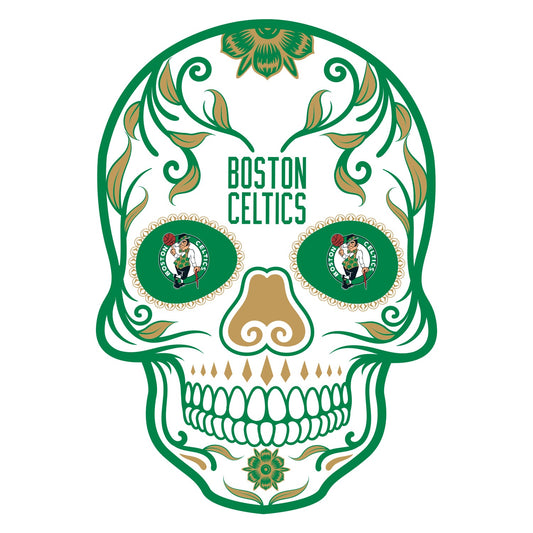 Boston Celtics Day Of The Dead Sugar Skull Vinyl Sticker Decal Laptop Yeti Car Truck Window