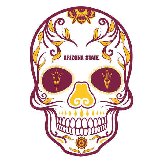 Arizona State Sun Devils Day Of The Dead Sugar Skull Vinyl Sticker Decal Laptop Yeti Car Truck Window
