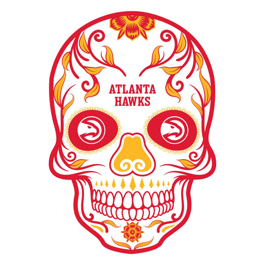Atlanta Hawks Day Of The Dead Sugar Skull Vinyl Sticker Decal Laptop Yeti Car Truck Window
