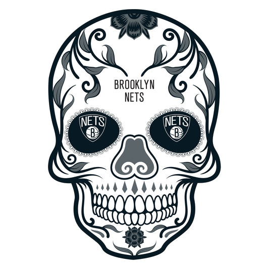 Brooklyn Nets Day Of The Dead Sugar Skull Vinyl Sticker Decal Laptop Yeti Car Truck Window