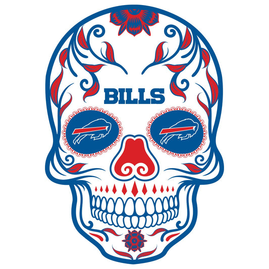Buffalo Bills Day Of The Dead Sugar Skull Vinyl Sticker Decal Laptop Yeti Car Truck Window