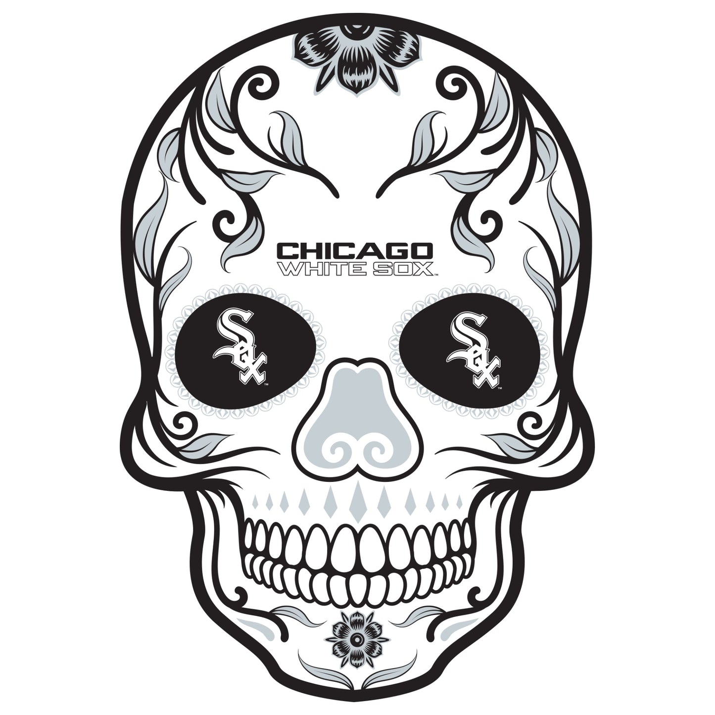 Chicago White Sox Day Of The Dead Sugar Skull Vinyl Sticker Decal Laptop Yeti Car Truck Window
