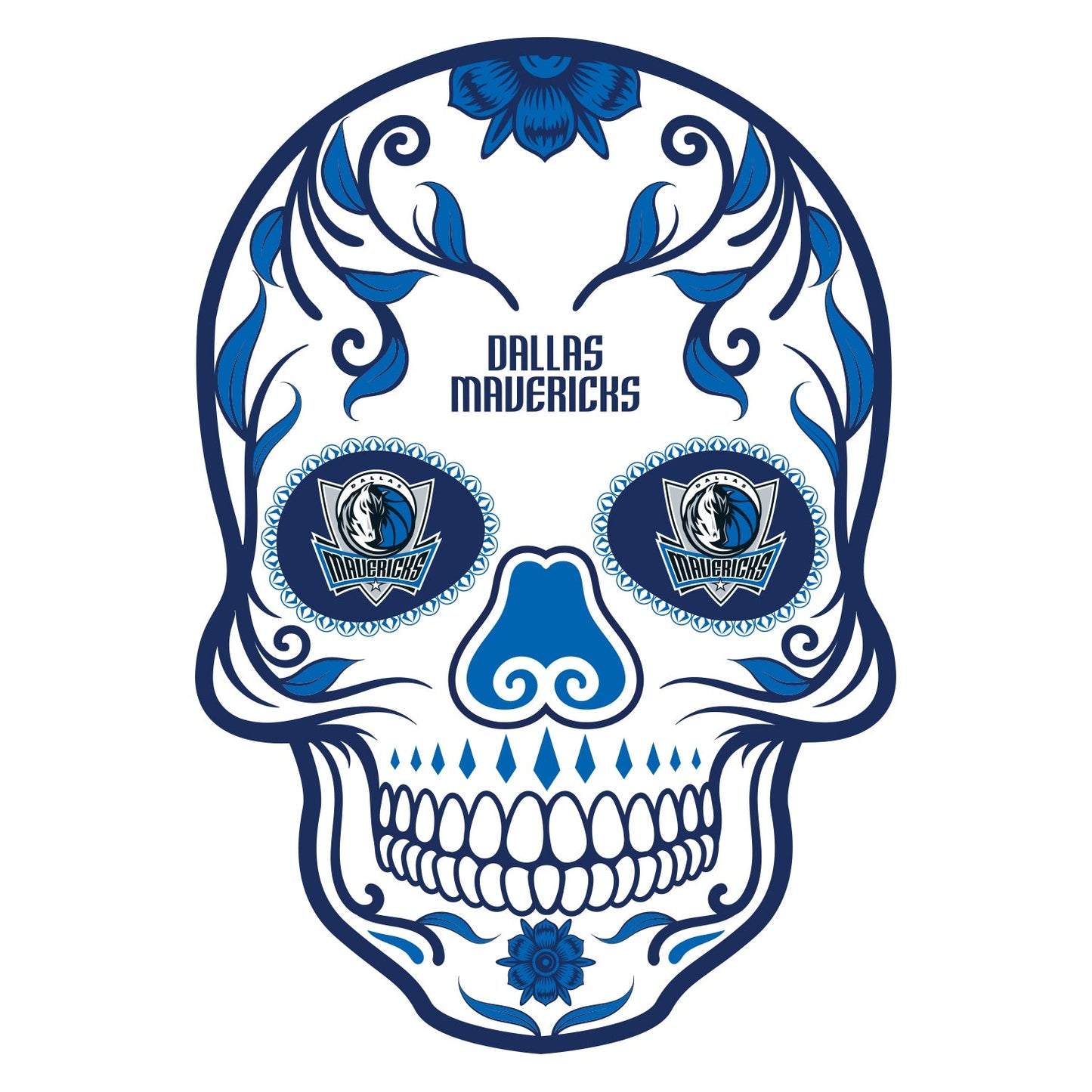 Dallas Mavericks Day Of The Dead Sugar Skull Vinyl Sticker Decal Laptop Yeti Car Truck Window