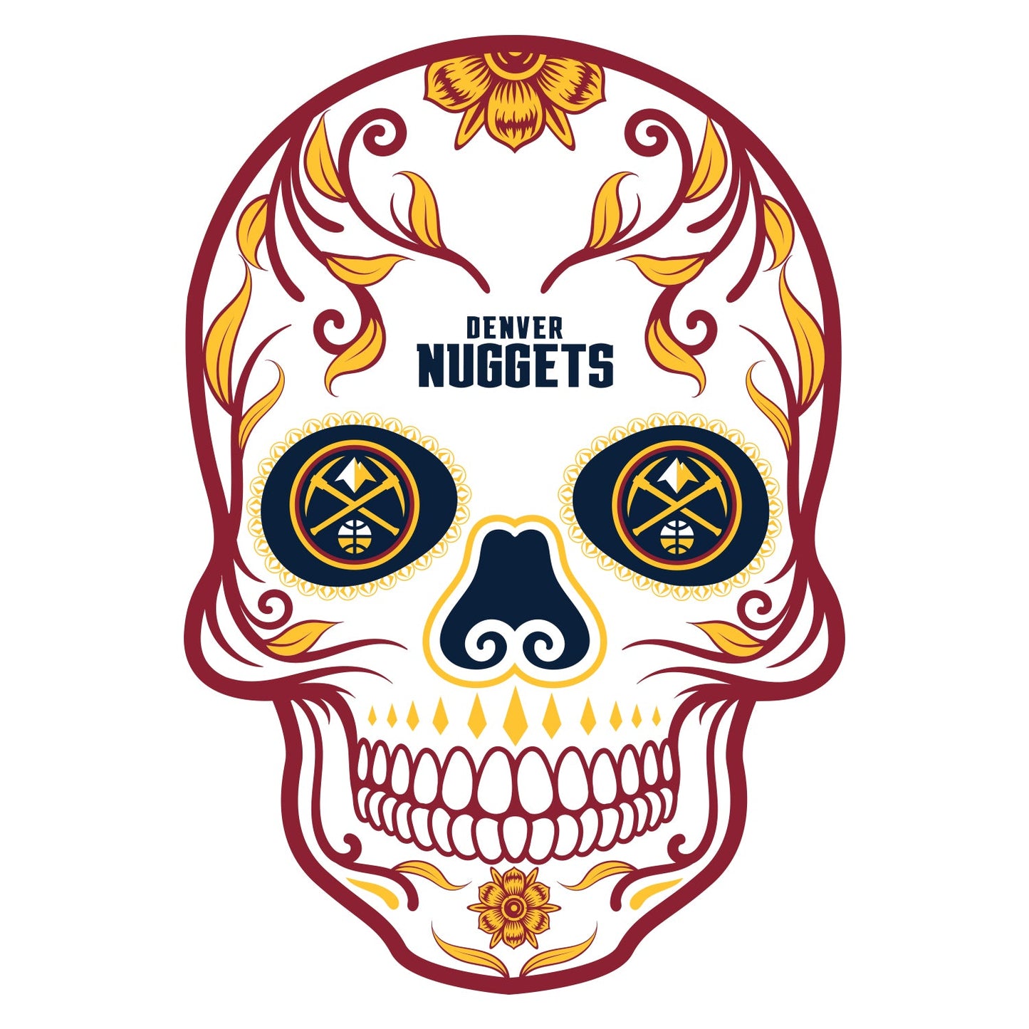 Denver Nuggets Day Of The Dead Sugar Skull Vinyl Sticker Decal Laptop Yeti Car Truck Window