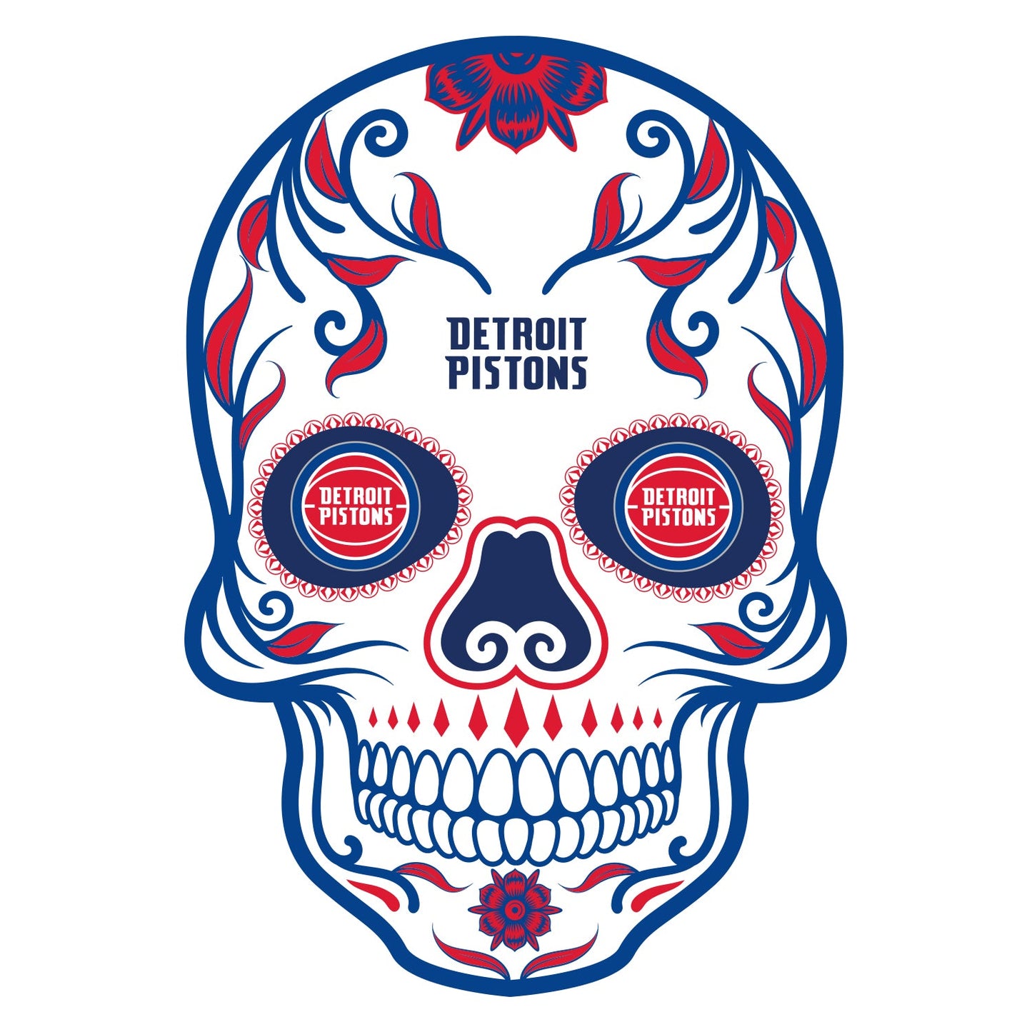 Detroit Pistons Day Of The Dead Sugar Skull Vinyl Sticker Decal Laptop Yeti Car Truck Window