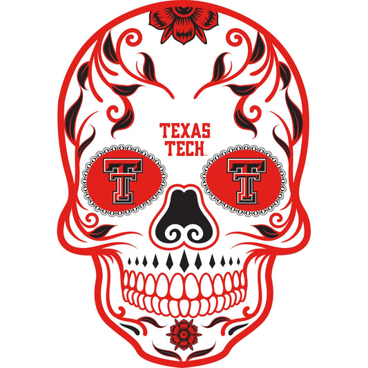 Texas Tech Red Raiders Day Of The Dead Sugar Skull Vinyl Sticker Decal Laptop Yeti Car Truck Window