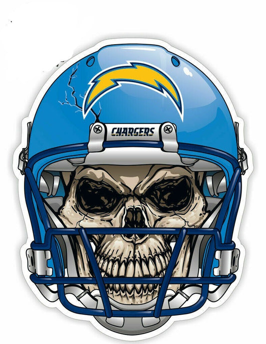 Los Angeles Chargers Full Color Skull Vinyl Sticker Decal Laptop Yeti Car Truck Window