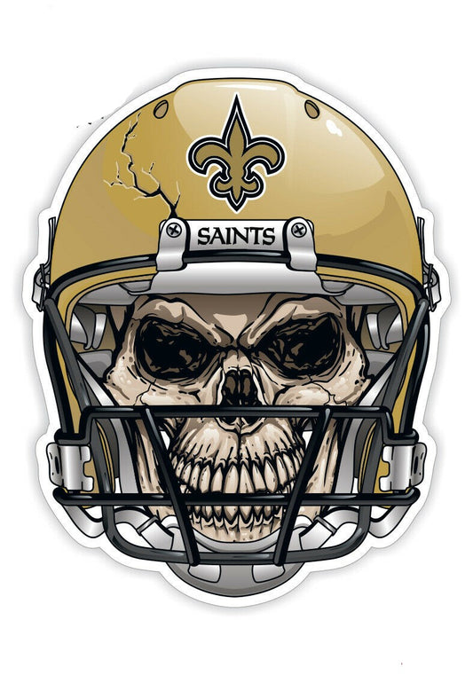 New Orleans Saints Full Color Skull Vinyl Sticker Decal Laptop Yeti Car Truck Window
