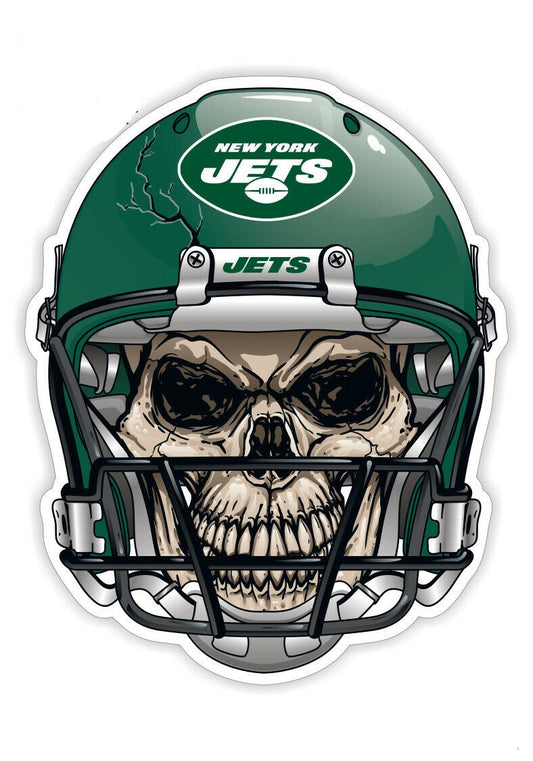 New York Jets Full Color Skull Vinyl Sticker Decal Laptop Yeti Car Truck Window