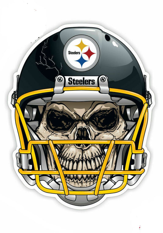 Pittsburgh Steelers Full Color Skull Vinyl Sticker Decal Laptop Yeti Car Truck Window
